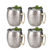500ml Stainless Steel Moscow Mule Mugs Set of 4 Hammered Cups-Silver