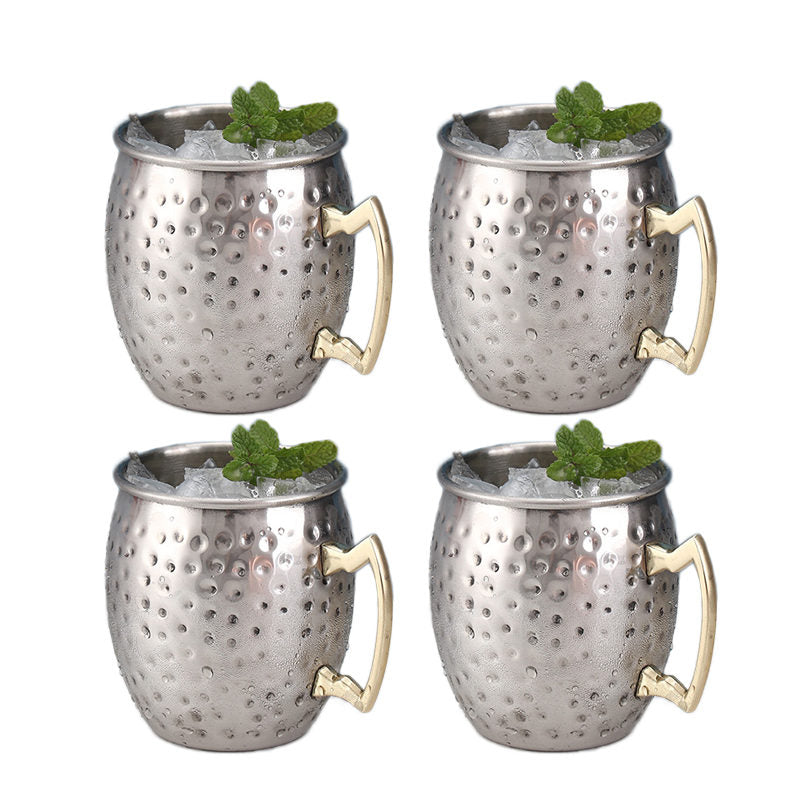 500ml Stainless Steel Moscow Mule Mugs Set of 4 Hammered Cups-Silver