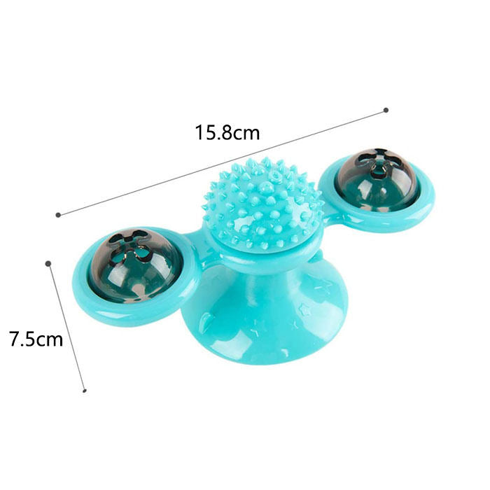 Windmill Massage Cat Toys with Catnip Ball Bell For Indoor-LakeBlue