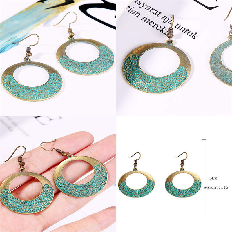 Turquoise Vintage Drop Dangle Earrings for Women-C