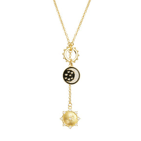 Retro Moon and Star Pendants Necklace Clavicle Chain-Gold