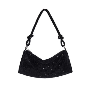 Rhinestone Purse Shiny Womens Party Handbag Hobo Bag-All Black
