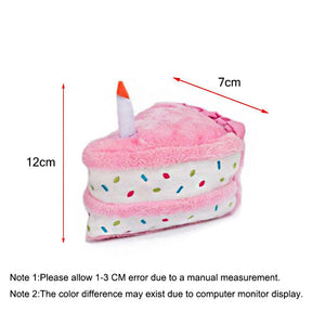 Pet Plush Doll Birthday Triangle Cake Squeaky Dog Toy-Pink