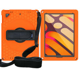 iPad Case With Handle Stand Shoulder Strap for iPad5 2018 9.7-OrangeBlack