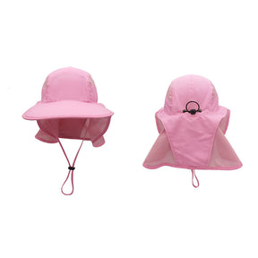 Unisex Outdoor Activities UV Protecting Sun Hats with Adjustable Neck Flap-Pink