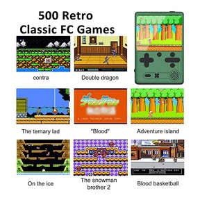 Retro Handheld Game Console 500 Classic FC Games Support 2 Gamer Players-Blue