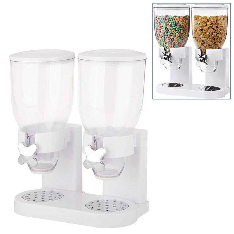 Dry Food Cereal Control Convenient Storage Dual Control White