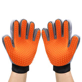 1 Pair Pet Grooming Gloves Efficient Hair Remover Brush-Orange