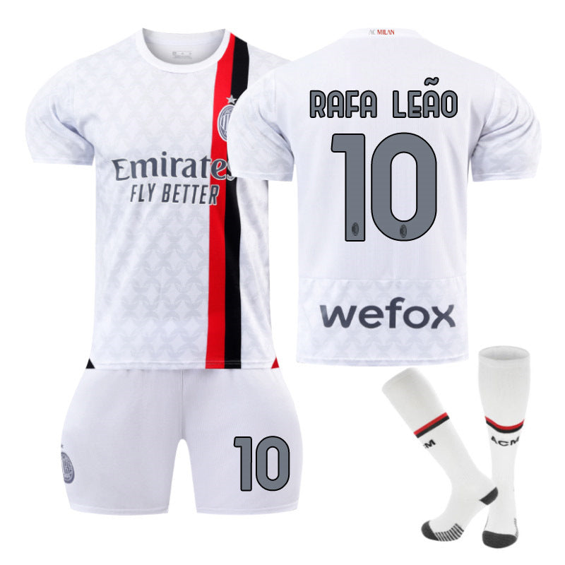 AC Milan Away Jersey RAFA LEAO #10 Soccer Jersey Kids Adult 3-Pieces Jersey Kits