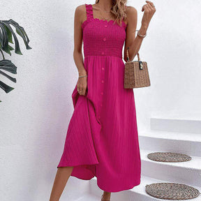 Womens Ribbed Knit Summer Maxi Dresses Square Neck Party Long Dress