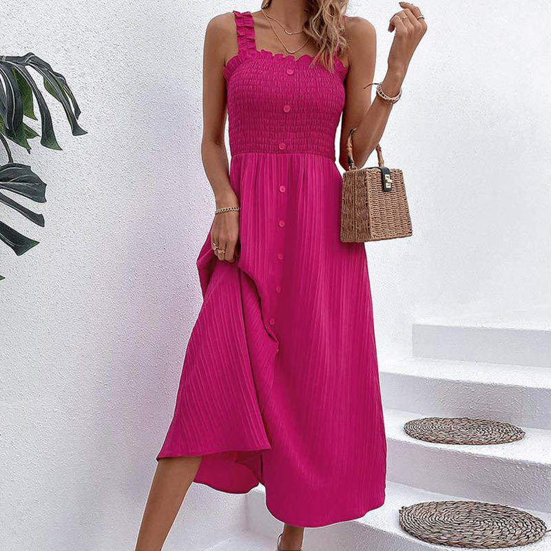 Womens Ribbed Knit Summer Maxi Dresses Square Neck Party Long Dress