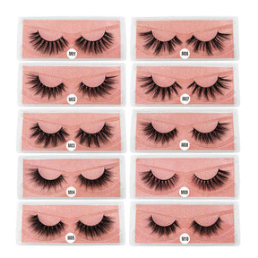 Eyelashes Faux 3D Makeup Cilios Thick Mink Natural False Lashes-Pink
