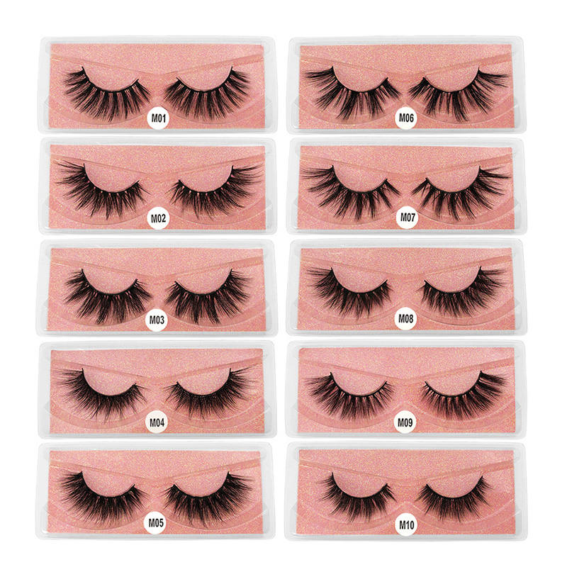 Eyelashes Faux 3D Makeup Cilios Thick Mink Natural False Lashes-Pink