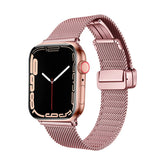 Fashion Magnetic Band Mesh Loop Metal Adjustable for Apple Watch-Pink