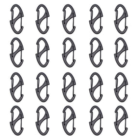 20 Pcs Upgraded Small Carabiner Clip Dual Wire Gate Snap Hook Keychain-Black