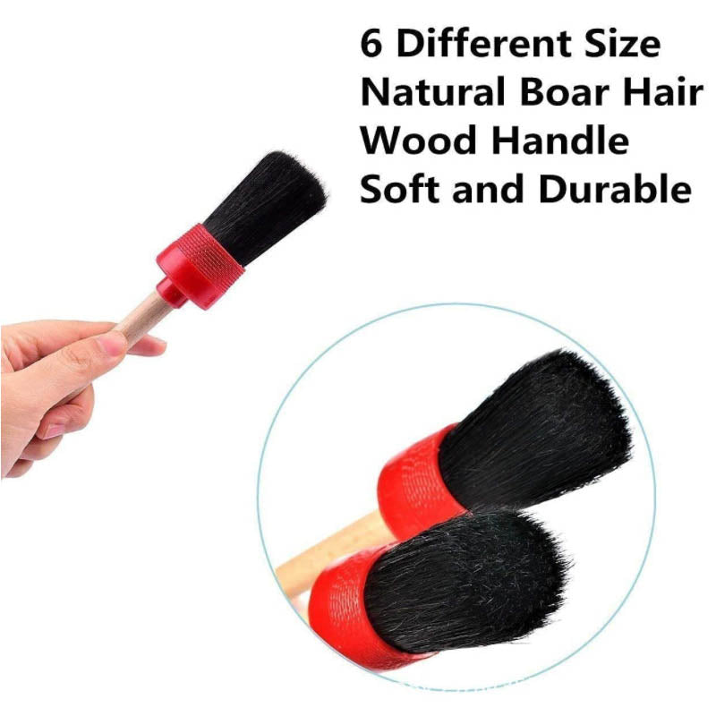 11 Pcs Car Detailing Brush Set for Cleaning Wheels Interior Exterior Leather-Red