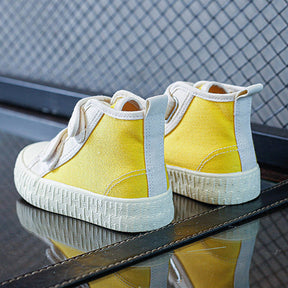 Unisex-Child Canvas Sneakers High Top Velcro Closure Boots-Yellow