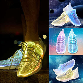 LED Fiber Optic Shoes Light up Sneakers for Women Men-White