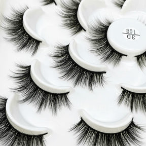 10 Pairs 3D False Eyelashes Reusable Wispy Cat Eye Natural Look Lashes-108