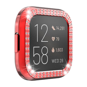 Hard PC Double Diamond Frame Protective Case For Fitbit Versa 2 - Red