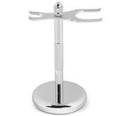 2 Prong Chrome Razor Brush Stand for Shaving Accessories