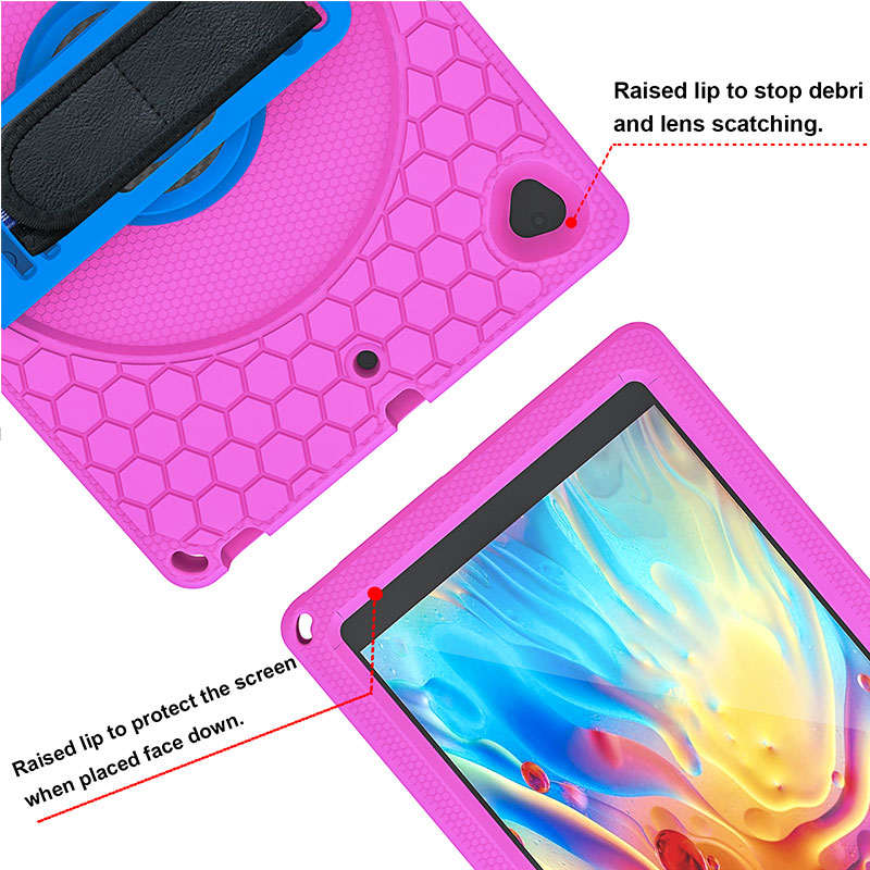 iPad Case With Handle Stand Shoulder Strap for iPad7/iPad8/iPad9 10.2/iPad10.5-RoseBlue