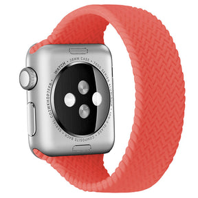 Soft Silicone Solo Loop Braided Wristbands Replacement Strap for iWatch Series SE/6/5/4/3/2/1-FreshPink