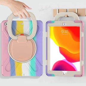 B-OnePiece iPad Case+Neck Strap For iPad Pro 12.9 2018/2020-Colorful&Pink