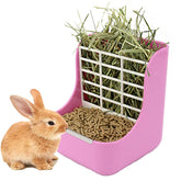 2 in 1 Hay and Food Bin Feeder Hanging Manger Rack-Pink