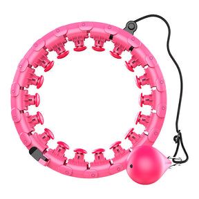 Smart Weighted Hoola Hoop 24 Detachable Knots Adjustable Size Exercise Hoops-Pink