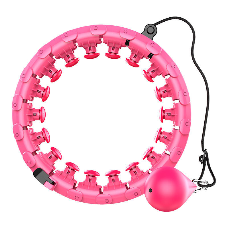 Smart Weighted Hoola Hoop 24 Detachable Knots Adjustable Size Exercise Hoops-Pink