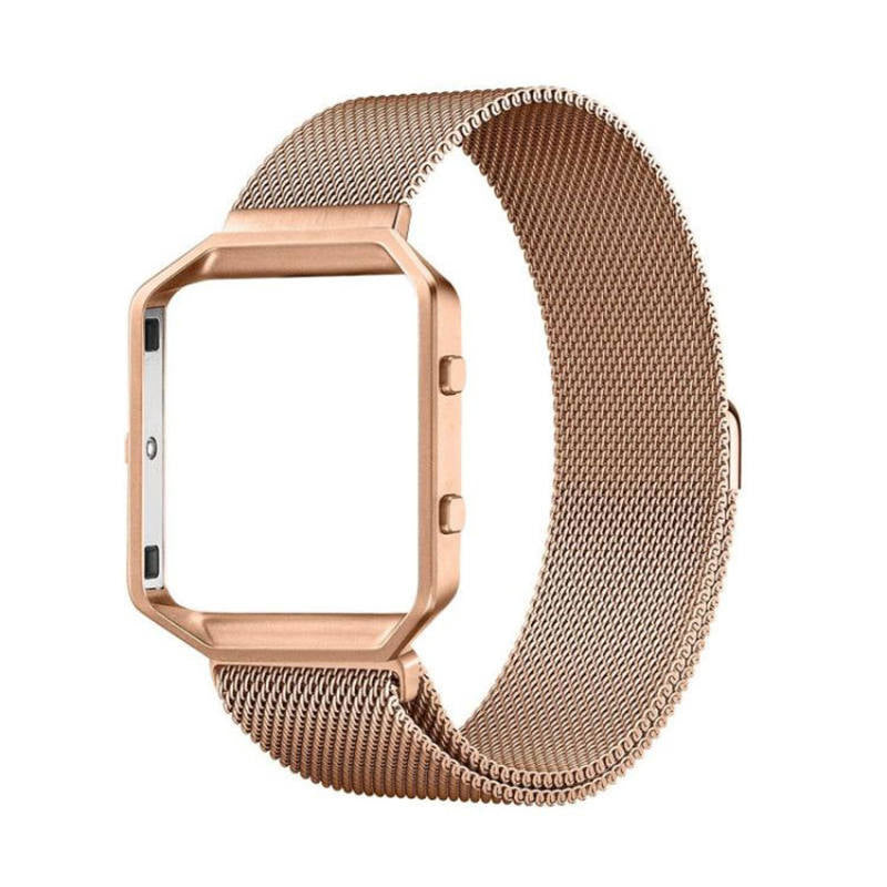 Stainless Steel Bracelet Replacement Strap Without Metal Frame For Fitbit Blaze-Rose Gold