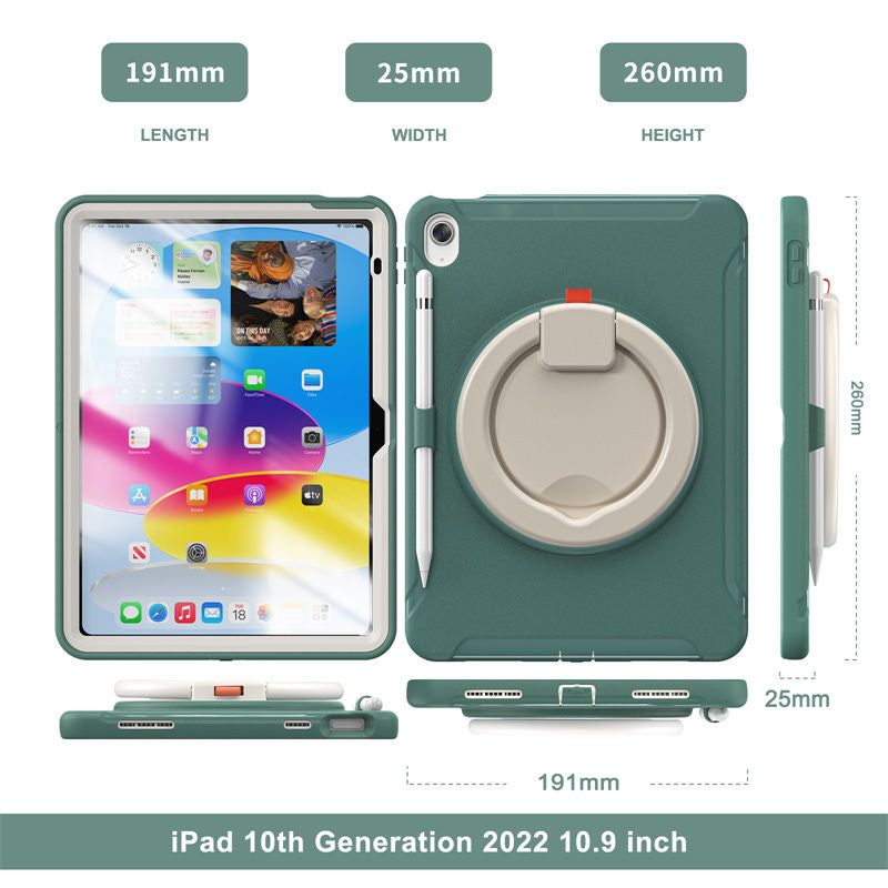 Tablet Case For iPad 10th Full Body Protection with 360¡ã Stand Portable-JadeGreen