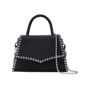 Glitter Rhinestone Crossbody Evening Bag Bling Clutch Purse for Women-Black