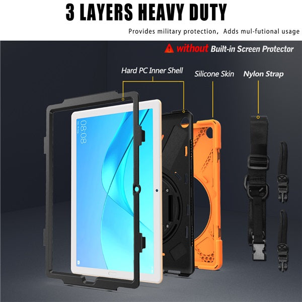 OnePiece Tablet Case Bulit-in Kickstand/Hand+Neck Strap For Huawei MatePad Pro 5G 10.8 2020-Orange