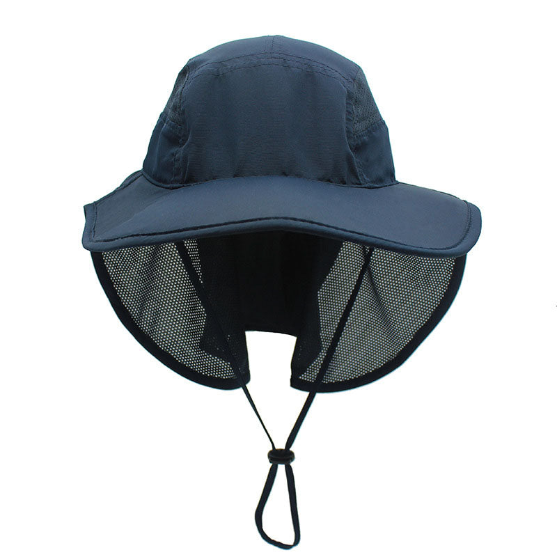 Unisex Outdoor Activities UV Protecting Sun Hats with Adjustable Neck Flap-Navy