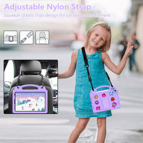 Strawberry iPad Case Shockproof with Handle Shoulder Strap for iPad 10th 2022-LightPurple