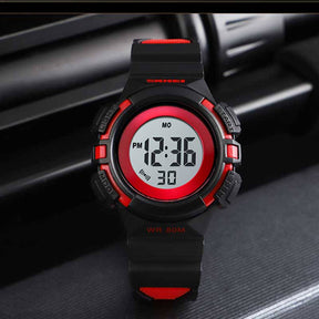 Kids Watches Sport Simple Two-Color Strap LED Electronic Watches-Red