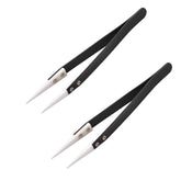 2 Pack Precision Ceramic tweezers Anti-Static Highly Heat Resistant Tweezers-Black