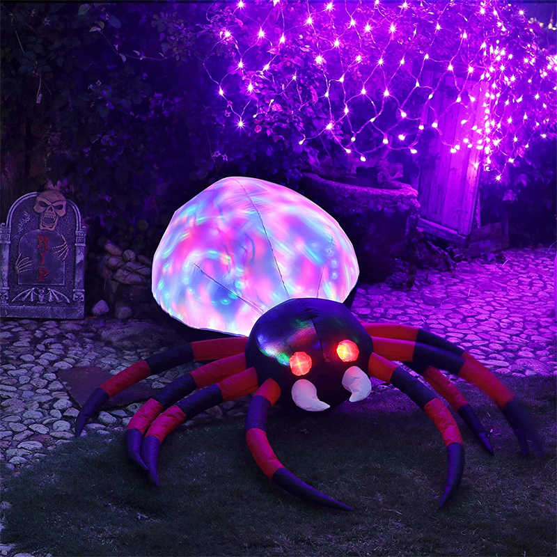 Halloween Inflatables Spider 8 FT with LED Lights Built-in for Party