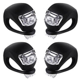 LED Bicycle Silicone Tail Light Kit Waterproof Mountain Bike Headlight 4 Pack Black