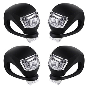 LED Bicycle Silicone Tail Light Kit Waterproof Mountain Bike Headlight 4 Pack Black