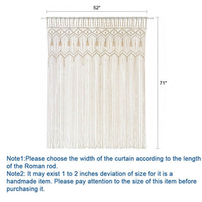 Macrame Curtain Boho Woven Wall Hanging Window Curtains 52''W x 71''L