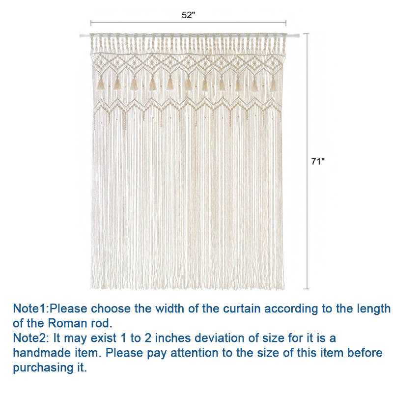 Macrame Curtain Boho Woven Wall Hanging Window Curtains 52''W x 71''L