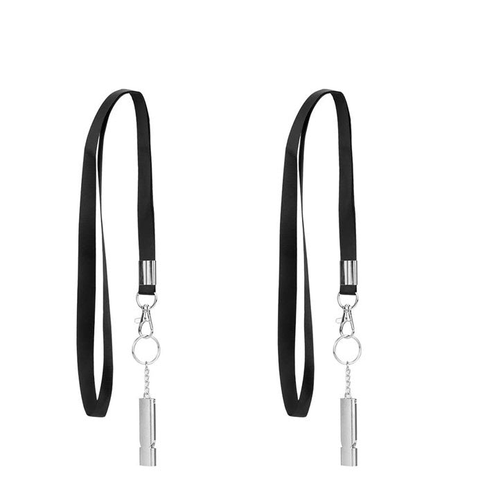 2Pcs Outdoor Survival Whistles With Carabiner And Lanyard