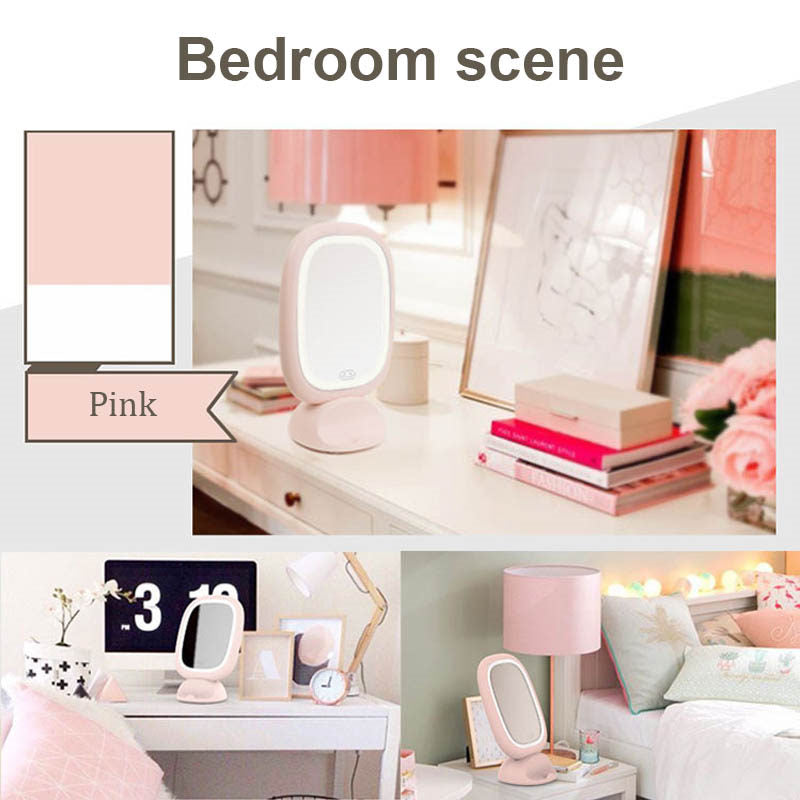 Makeup Mirror with Light Vanity Mirror Sided Cosmetic Mirror with Touch Powered-Pink