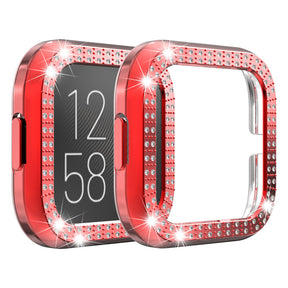 Hard PC Double Diamond Frame Protective Case For Fitbit Versa 2 - Red