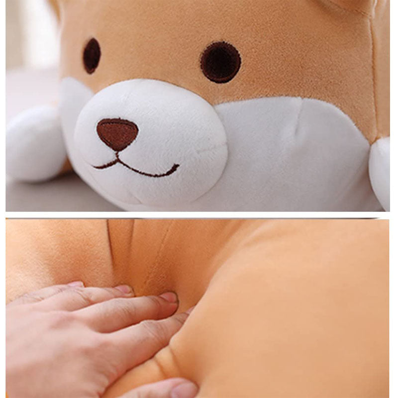 Shiba Inu Dog Plush Pillow Cute Round Eyes Corgi Akita Stuffed Animals Doll Toy Gifts -Brown