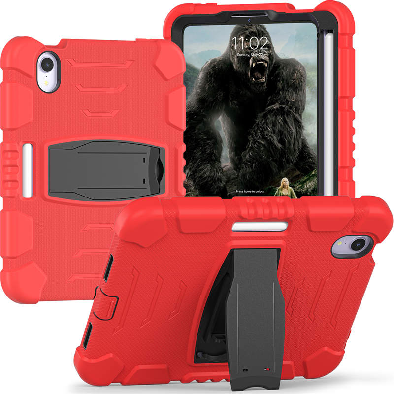 KingKong iPad Case For iPad Mini 6 Three-Layer Hybrid Protective Case With Holder-Red