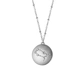 12 Constellation Coin Disc Silver Necklace Engraving Astrology Pendant-Gemini